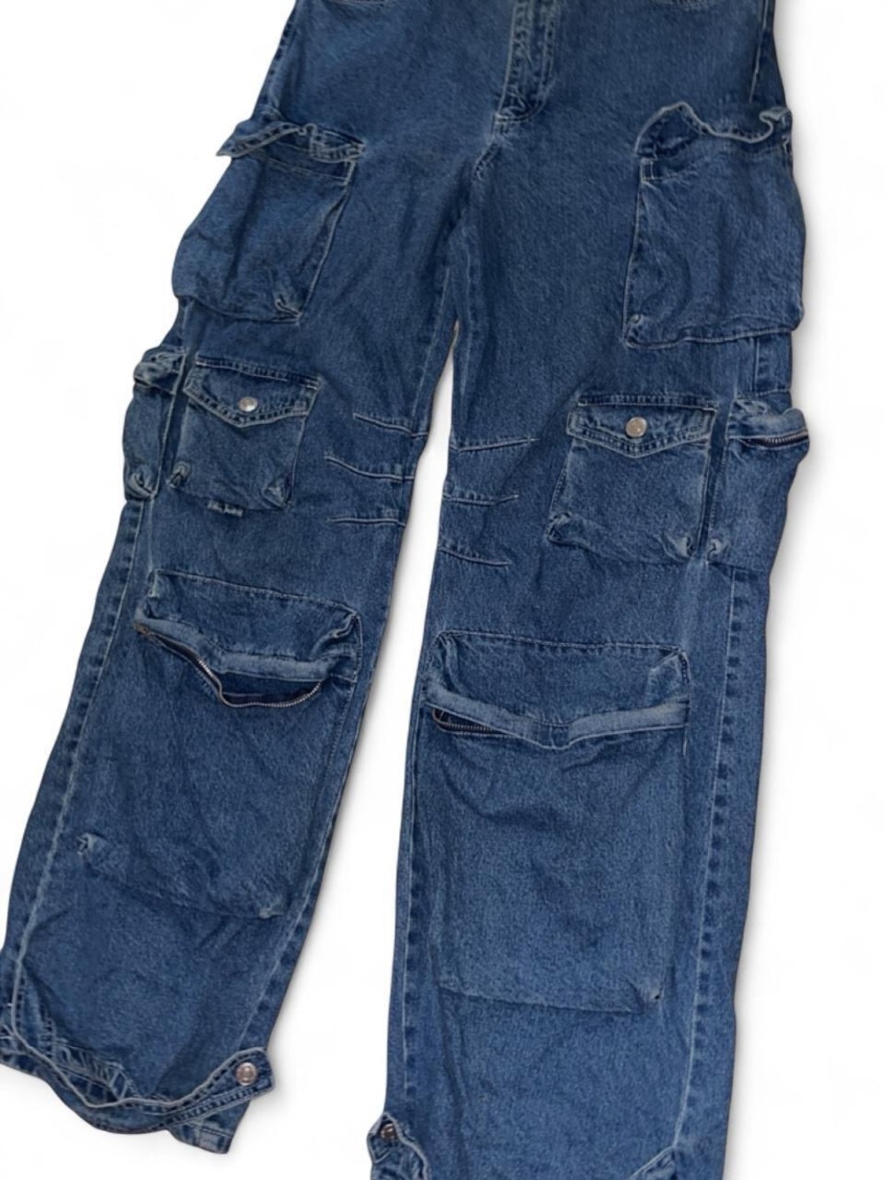 Women's Dark Blue Boot Cut Cargo Jeans